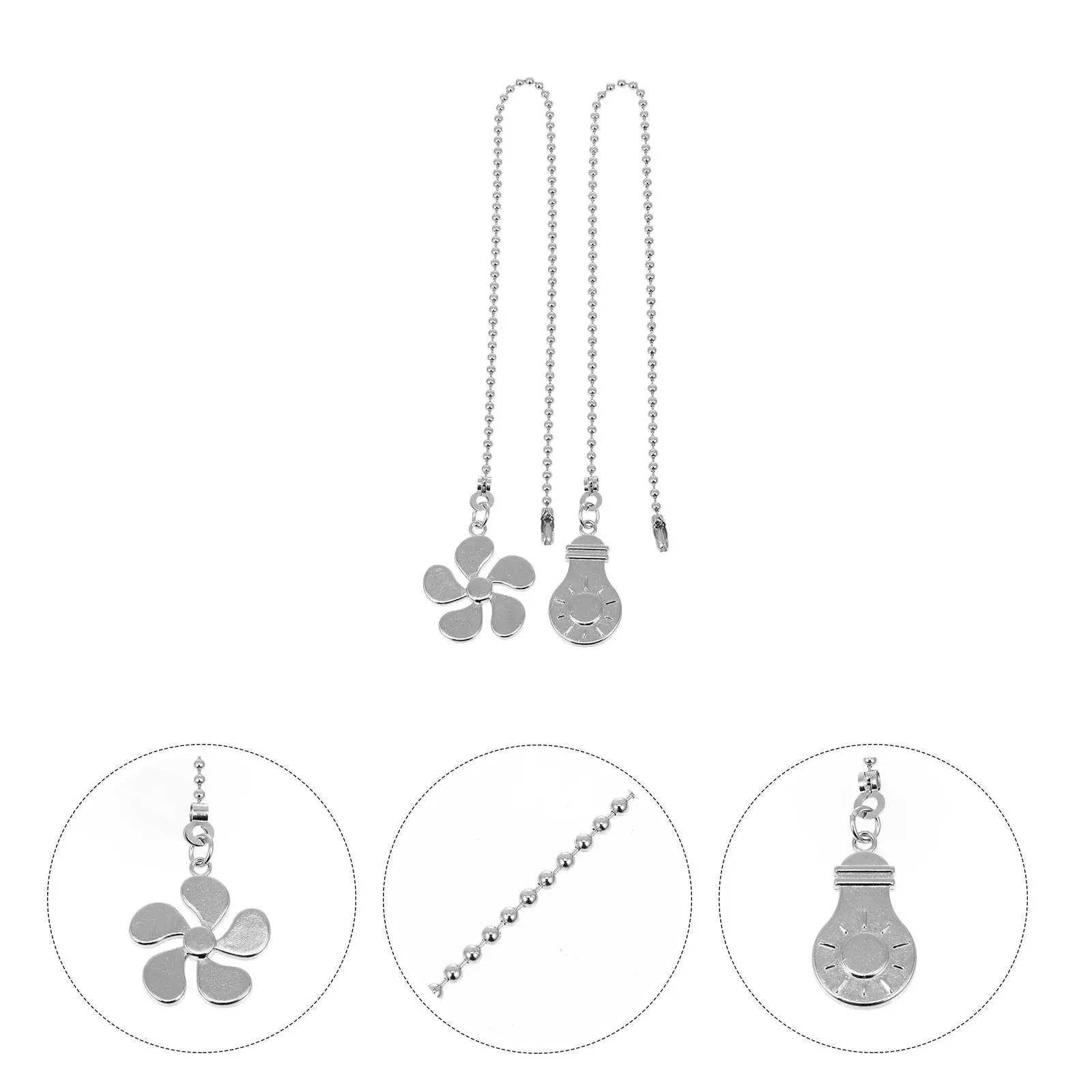 2 Pcs Zinc Alloy Fan Light Pendant Pull Chain Extension Beaded Ball Ceiling Fan Chains Hardware Long Term Use Color Lasting