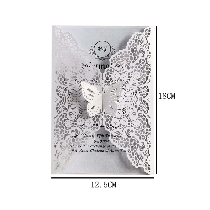 50pcs Butterfly Hollow Laser Cut Wedding Invitation Card Covers Customized Birthday Engagement Wedding Decoration Party Supplies