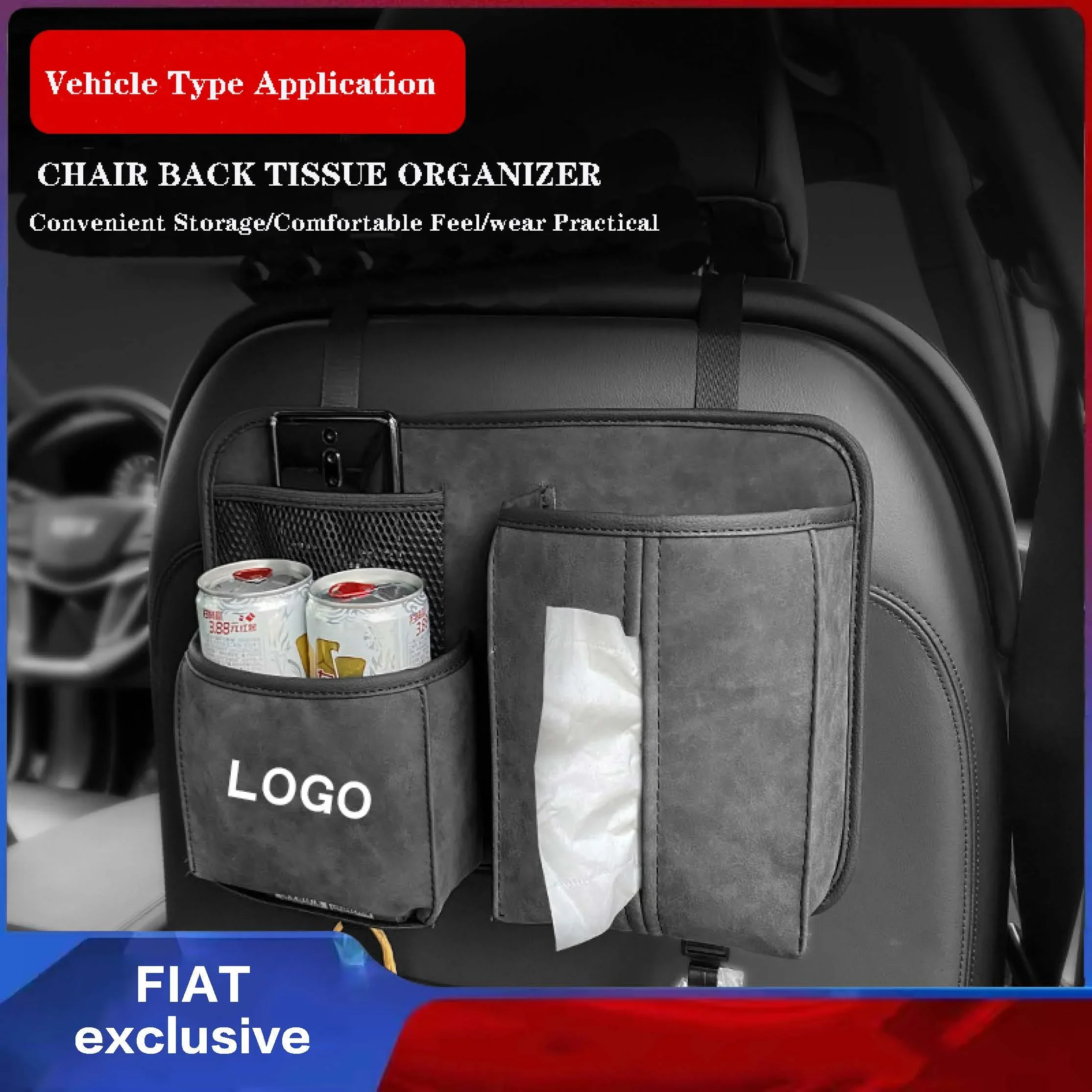 Per Fiat Abarth 500 Pulse Panda Tipo Strada 600 Doblo Car Seat Back Storage Bag Hanging Bag Shelf Storage Box Borsa Per Cellulare