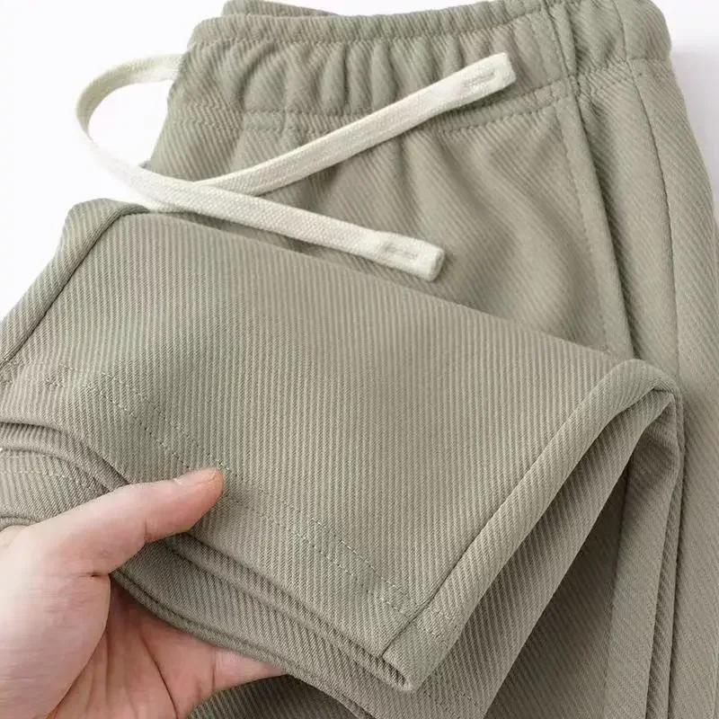 Loose Straight Casual Pants Elastic Waist Solid Color Draped Sports Sweatpants Unisex Vintage