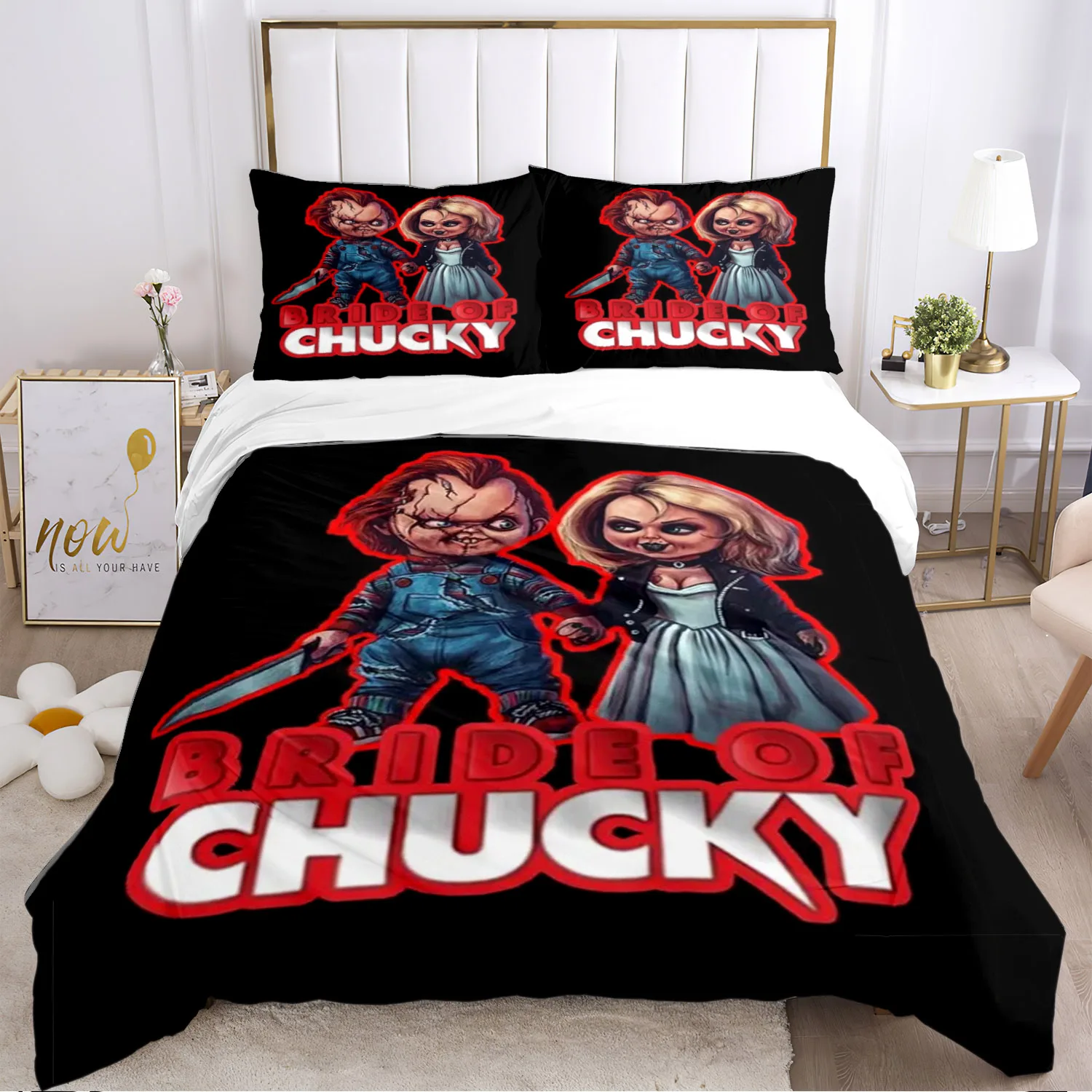 Chucky terror  Bedding Set Soft duvet Pillowcase Comfort sheets/Double bed Full size Horror customizable Halloween gift 3
