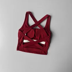 Women's Seamless Push-Up Sports Bralette - Sexy Fitness & Yoga Underwear - M (AnRed)