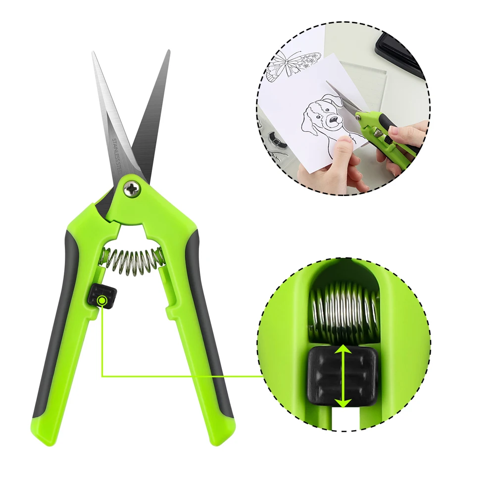 

1pc Multi-use Ergonomic Spring-Action Scissors Spring-Loaded Craft Shears Non-Slip Rubber Grip for DIY Cardmaking Cutting Tool