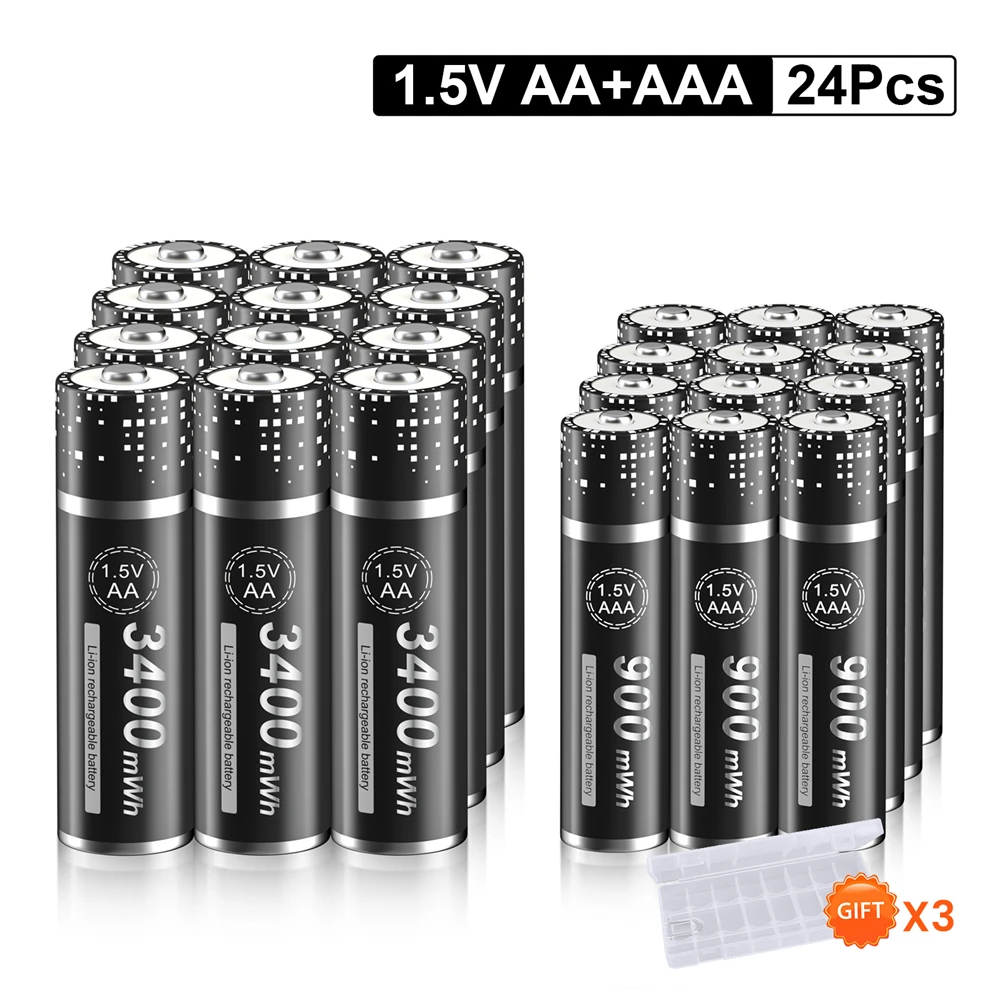 Batteria ricaricabile agli ioni di litio AA 1.5V batterie ricaricabili agli  ioni di litio AAA da 1.5V con caricabatterie agli ioni di litio LCD Smart  1.5V - AliExpress