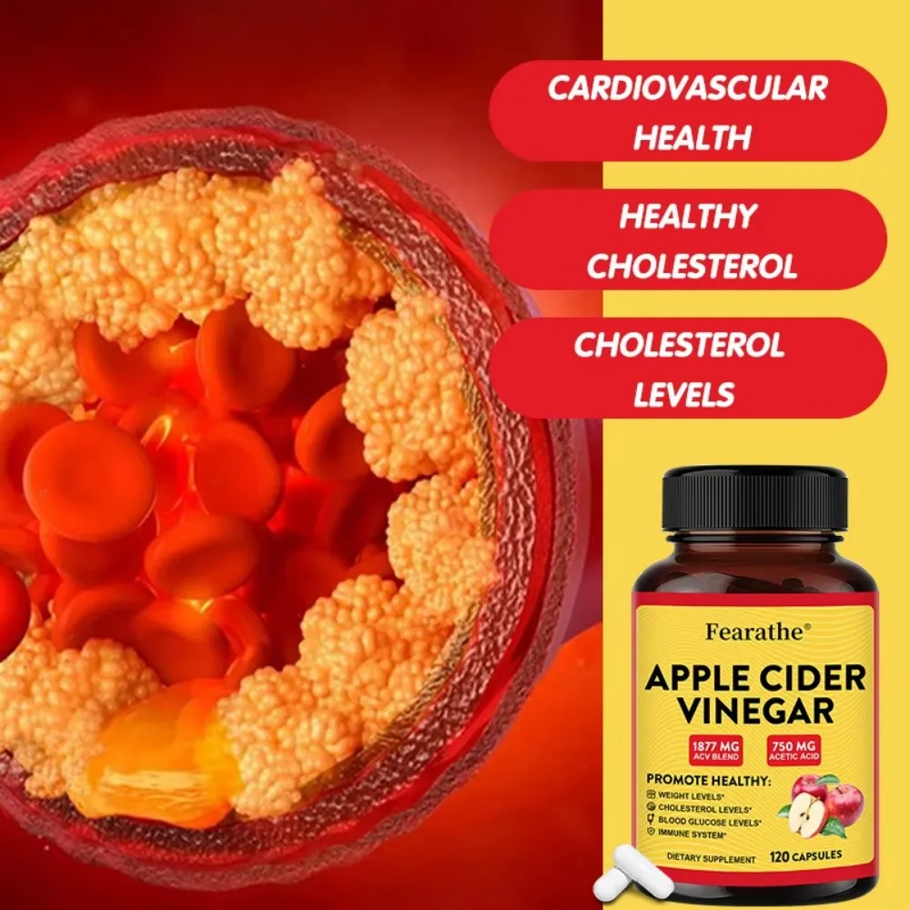 Fearathe Organic Apple Cider Vinegar, Detox, Weight Management, Ketogenic Diet, Suitable for Men and Women Vegetarian Immunity