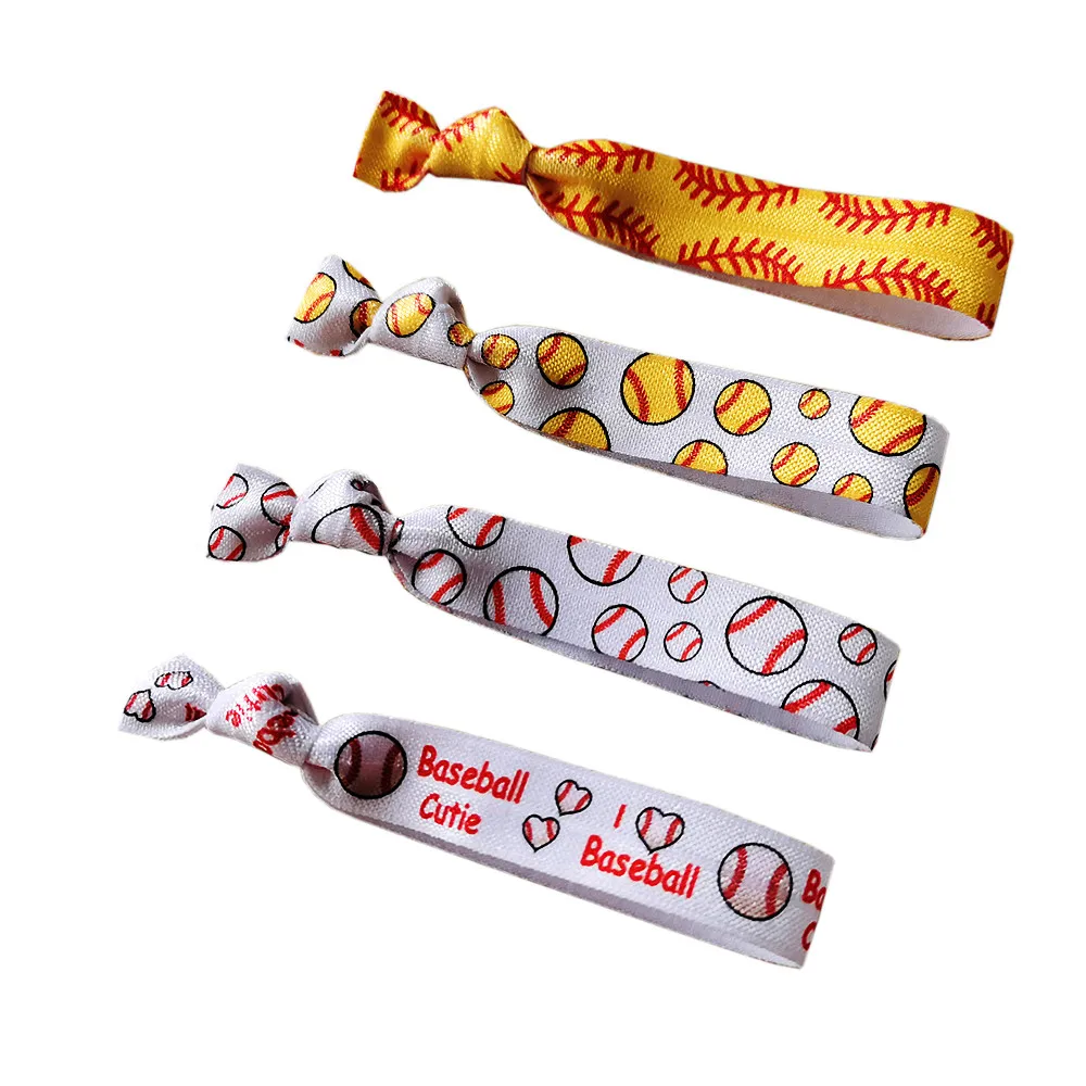 

15 Colors 30pcs Baseball Printed Elastic Band Wholesale Girls Hair Tie Bracelet Ribbon Wristband Gifts Sports Ponytail Holder