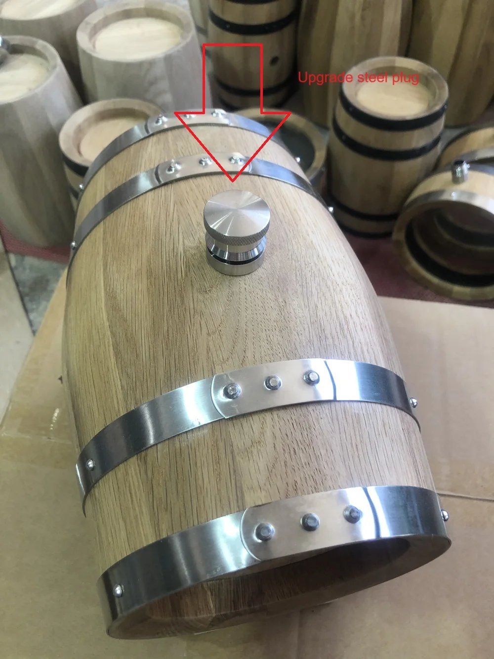 3L Double-sided Glass Wood Oak Barrel Red Wine Barrel Tank Wine Barbecue Draft Beer Storage Wooden