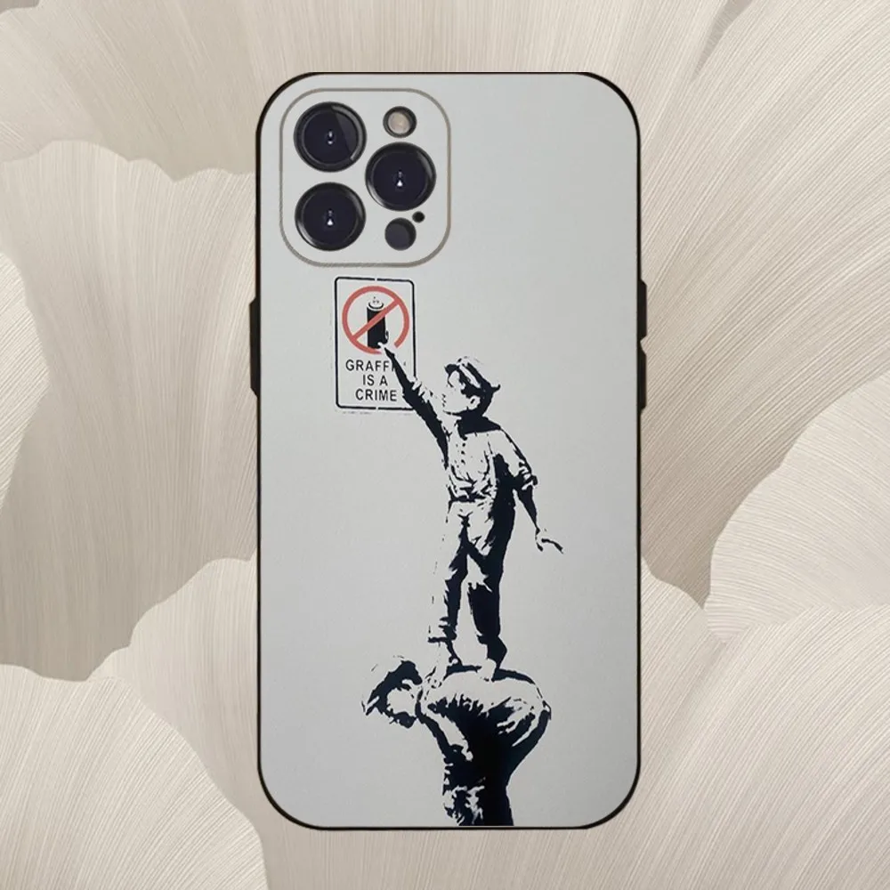 Street Art Graffiti-Themed Soft Black Phone Case Cover