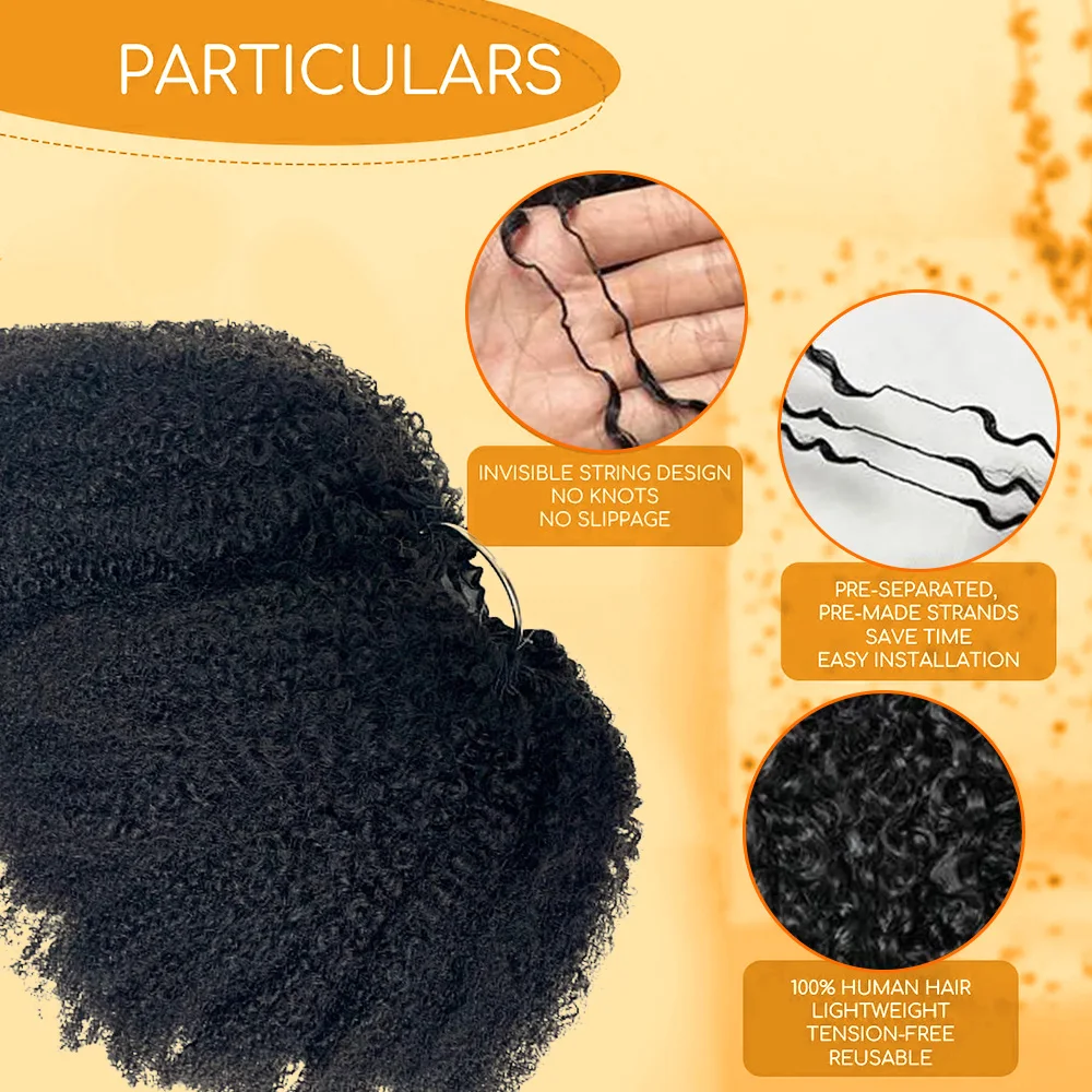 Afro Kinky Curly Feather Crochet Hair Extensions For Women The 3rd Generation Texture-Tight Afro Kinky Coily Reusable Upgrade 4