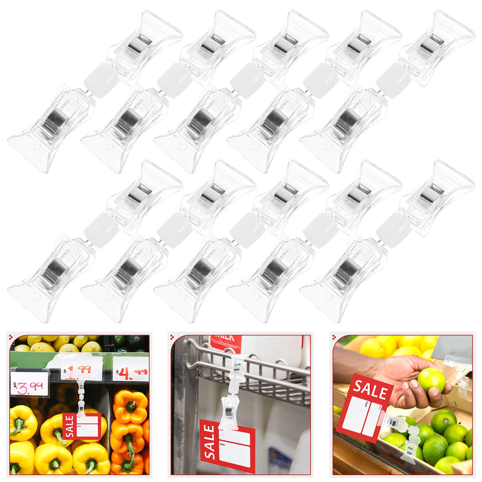 10 Pcs Advertising Double-headed Clip Price Sign Clips Display Shelf Explosion Stickers 6 pcs advertising clip double ended rotatable price tag clips explosion stickers