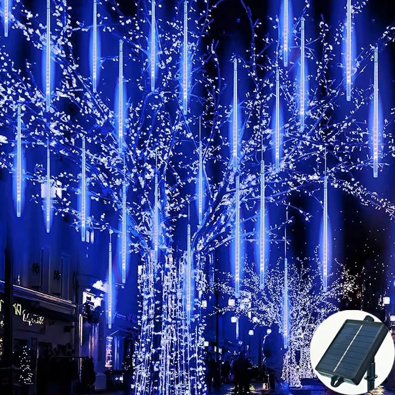

Solar LED Meteor Shower Rain Lights Outdoor String Lights Waterproof Garden Lights for Holiday Wedding Xmas Tree Decor