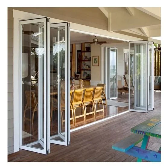 DN Bifold Door Home Interior Accordion Doors Double-glazed Glass Sliding Folding Door Thermal Insulation Aluminum Profile