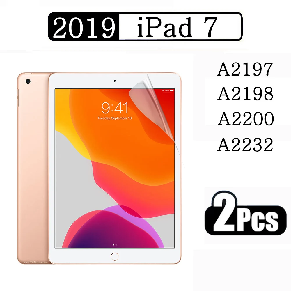 Protector de pantalla para tableta Apple, película suave antiarañazos, PET,  para iPad 7, 10,2, 2019, 7ª generación, A2197, A2198, A2200, A2232, 2  paquetes