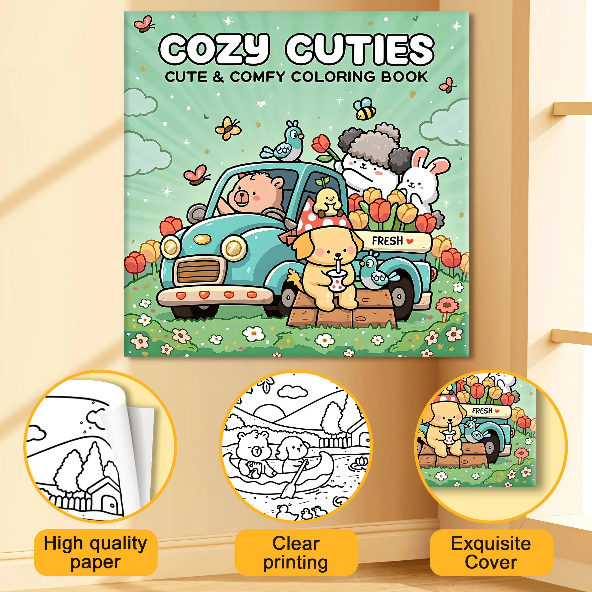 COZY CUTIES Bold-easy Patterns Coloring Book for Adults Cute Drawing Book Perfect Gift for Party and Birthday 6