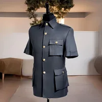 Luxury Solid Color Men’s Suits Blazer 1 Piece Jacket Single Breasted Stand Lapel Short Sleeve Outfits Male Clothing Costume