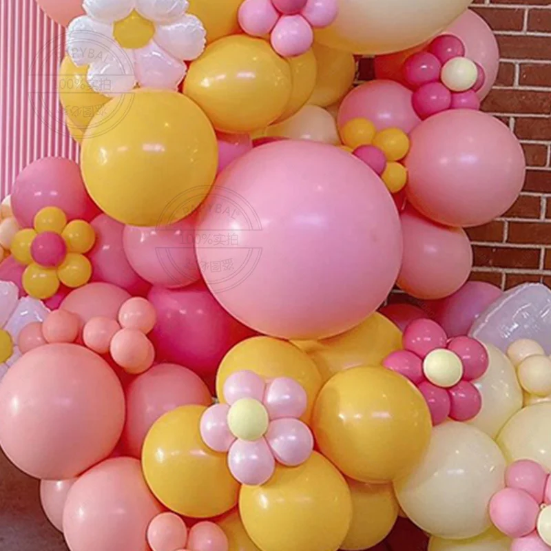 파스텔 풍선 아치 키트 데이지 꽃 풍선 화환, 아이 신부 첫 생일 파티 장식, 베이비 샤워 웨딩 용품