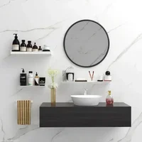Small Shelf Without Drilling Shampoo Holder Bathroom Wall Floating White Shelves Stick Bath Organizer for Kitchen Accessories 2