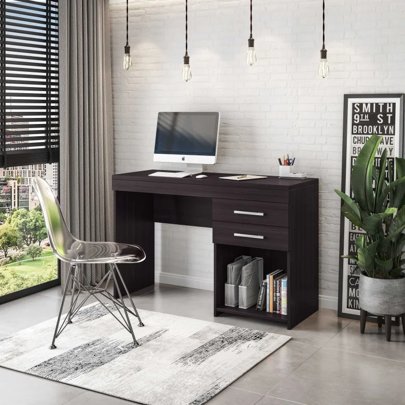 

Techni Mobili Brown Computer Desk for Home Office or Bedroom, with Drawers, Ideal for Small Spaces