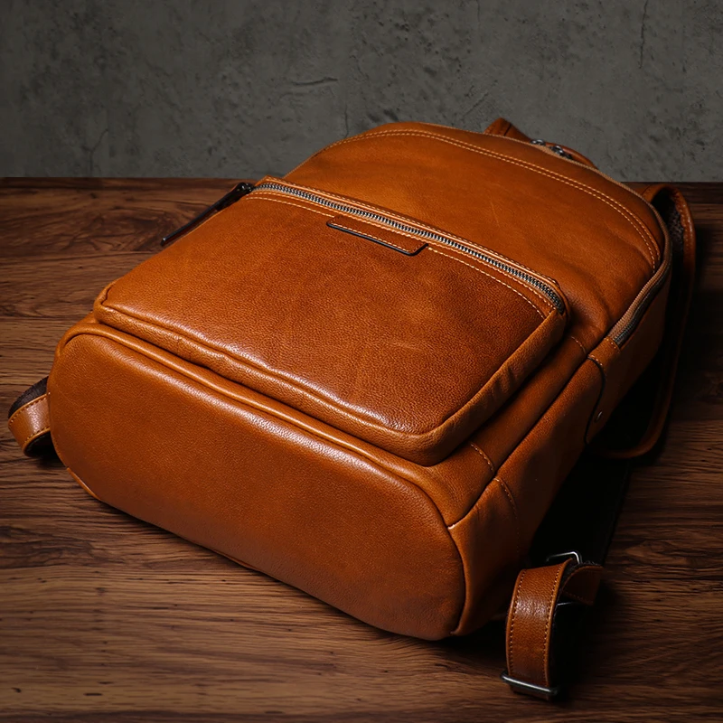 NUKA High Quality Genuin Leather Backpack Men's Retro Weekend Travel Bag Women's Deluxe Natural Cowhide Schoolbag For 16” Laptop - Image 4