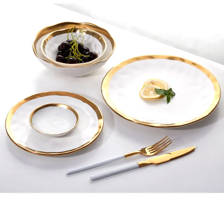 European black gold ceramic dinnerware set