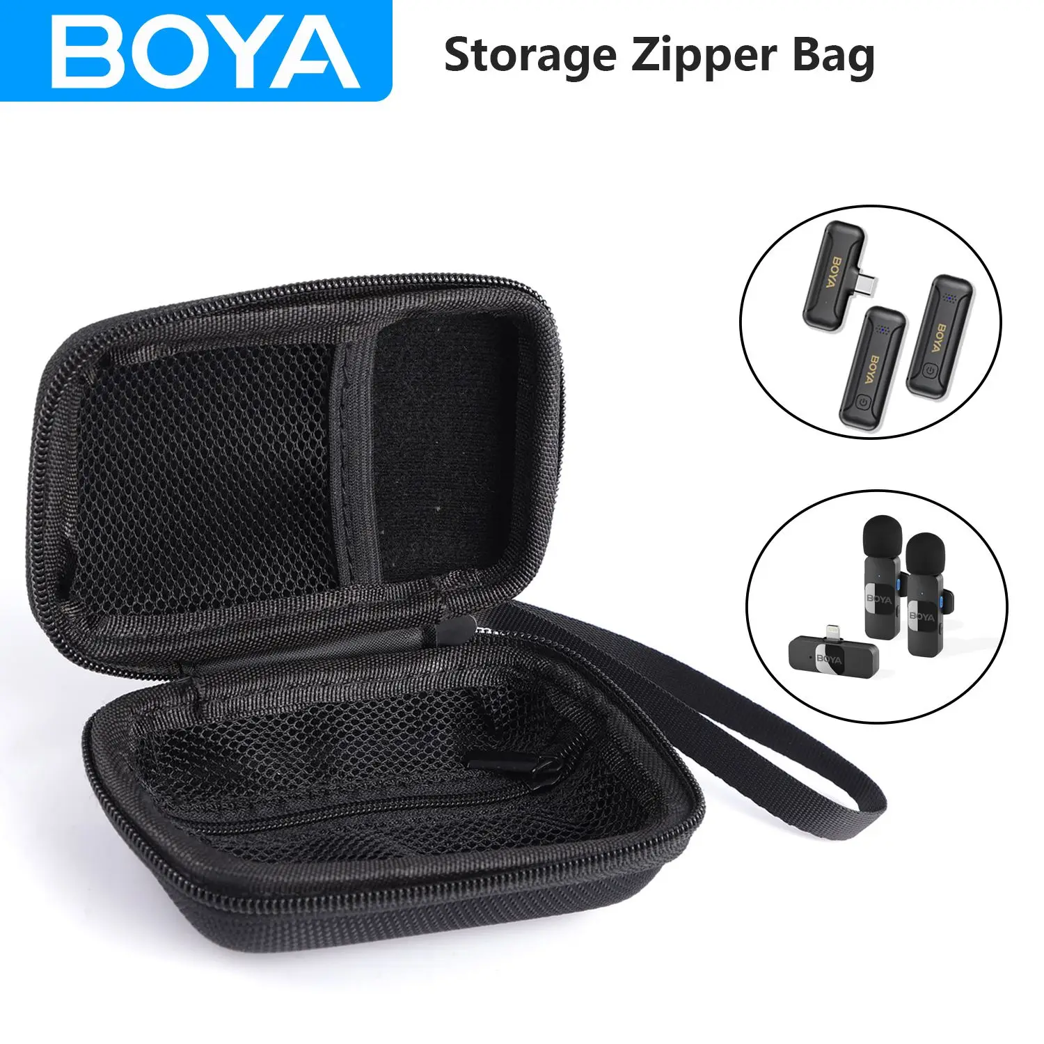 BOYA Storage Zipper Bag for Wireless Microphone Lavalier Lapel Mic BY-M1 BY-V BY-WM3T2 BY-M1S BY-M1DM Portable Nylon Fabric Bag