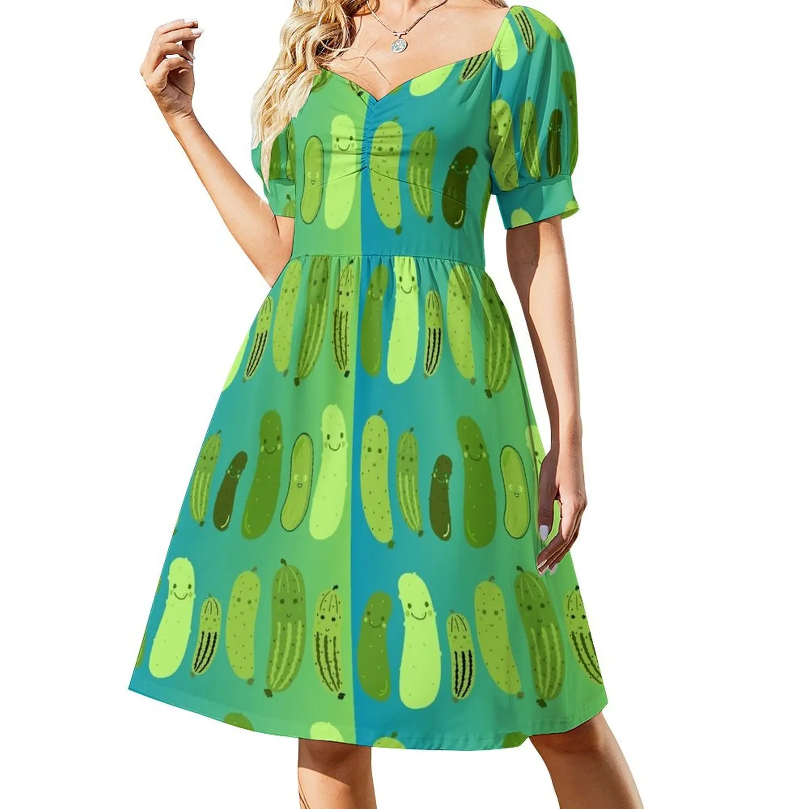 thumbnail image 1 of Lindos pepinillos Vestido de manga corta Vestido de noche Vestidos de mujer Vestidos de verano para damas, 1 of 7