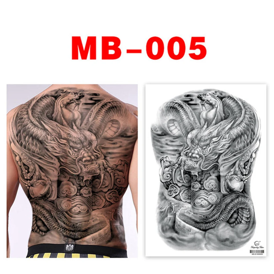 Tattoos Erwachsene Wasserdichte Große Große Volle Rücken Brust Tattoo  Aufkleber Kräutersaft Tinte Flügel Fisch Wolf Tiger Drache Temporäre  Körperkunst Tattoos Männer, image size:960x960
