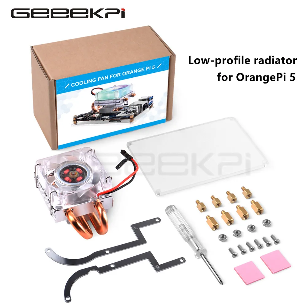 Geeekpi Laranja pi Laranja pi 5b Baixo Perfil Ice-tower Cpu Rgb Led Luz Ventilador de Refrigeração do Radiador