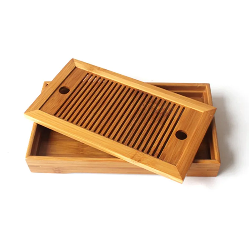 Tea Tray Tea Set Chinese Bamboo Tea Tray Set Drainage Water Storage Kung Fu Tea Drawer Board Household Board Room Table 25*14*3.5cm