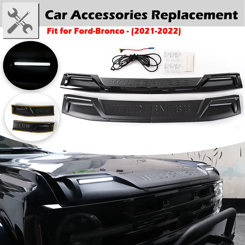 

Rhyming Hood Shield Bug Deflector Protector Cover светодиодный White светильник For 2021-2023 Ford Bronco 4-Door 2-Door