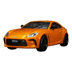 Toyota GR86 Alloy Racing Car Ornament with Warrior 2 Open Doors and Sound & Light Features - Perfect Birthday Gift (Orange)