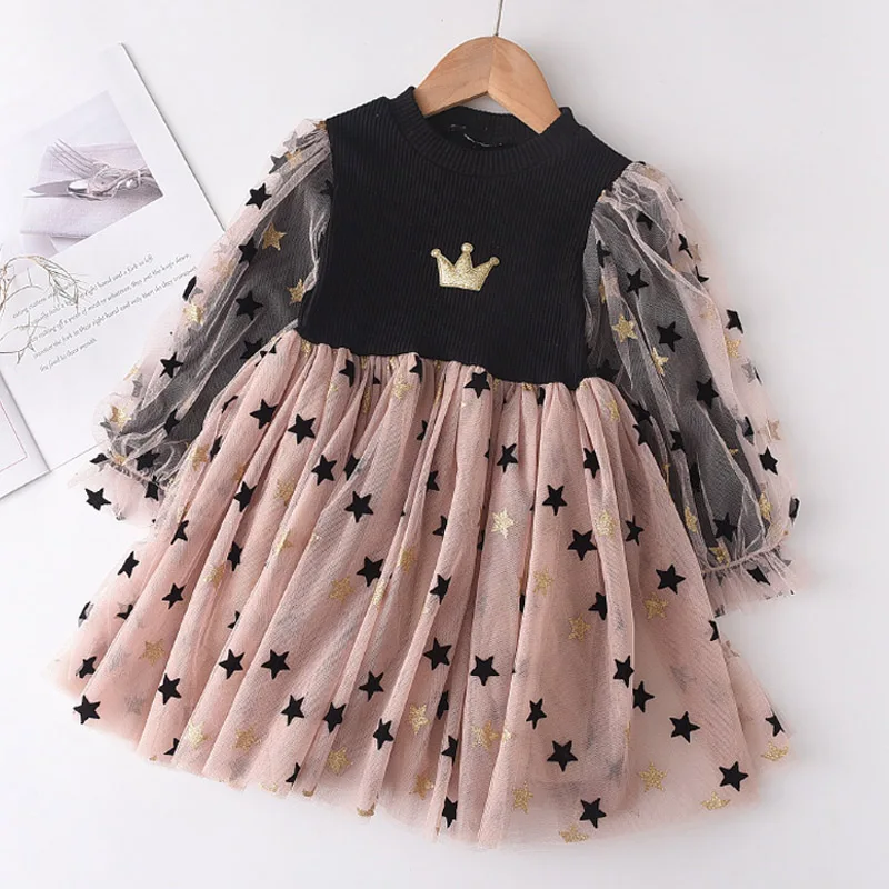 Bear Leader Lace Baby Girls Dress Long Sleeve Dresses Summer Weddings Kids Birthday Party Princess Dress Children Tulle Vestidos girls dress princess costume