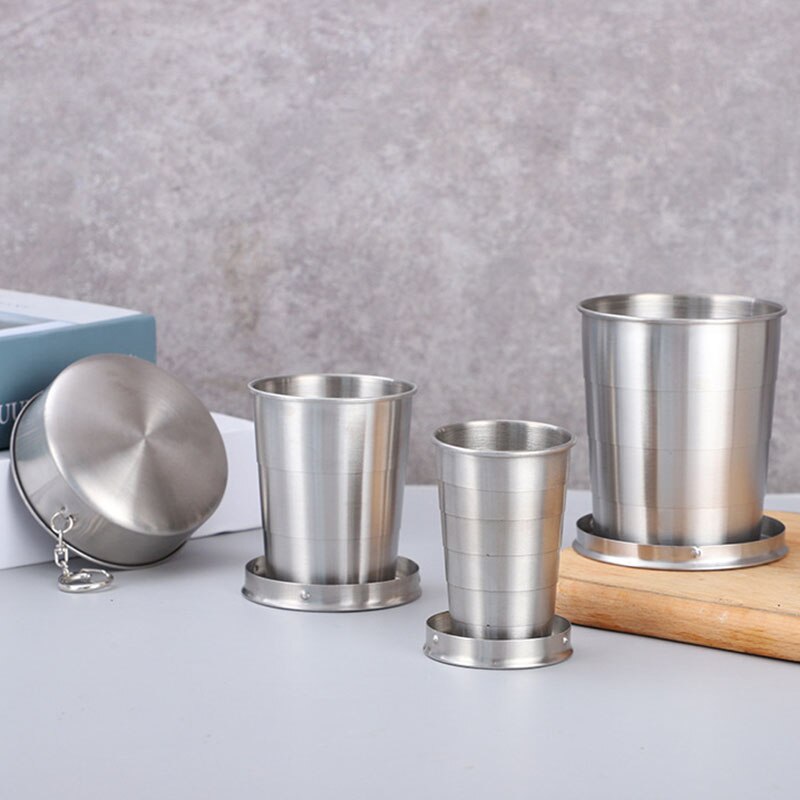  Stainless Steel Folding Cup Portable Outdoor Travel Camping Telescopic Cup Ourdoor Foldable Drinkware 75ml/150ml/250ml 