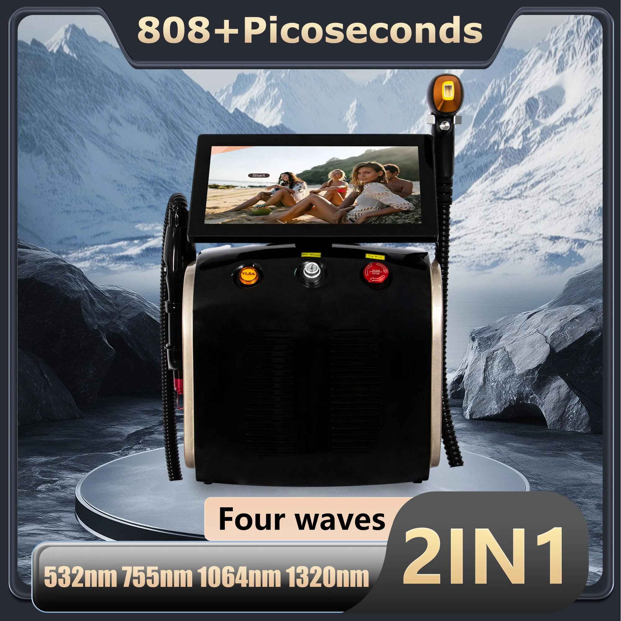 Soprano Titanium 4-In-1Diode Laser Pico Ipl Nd Yag Picosecond Laser Opt Hair Removal Tattoo laser hair removal