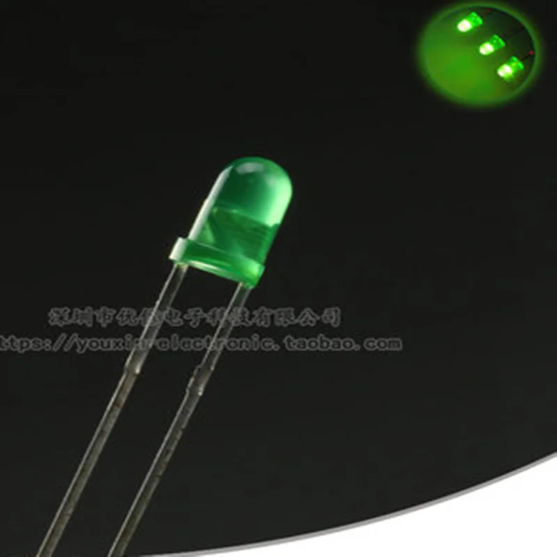 

100PCS/lot 3MM/F3 green hair green light emitting diode LED light round head LED ordinary green light super bright short foot