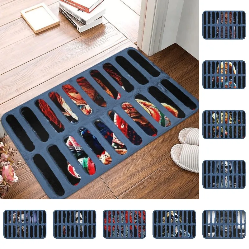 Horror Halloween Tappetino Per Porta D'Ingresso Antiscivolo Outdoor Quick Dry Chucky Trap Visual Zerbino Giardino Garage Tappeto D'Ingresso Tappeto