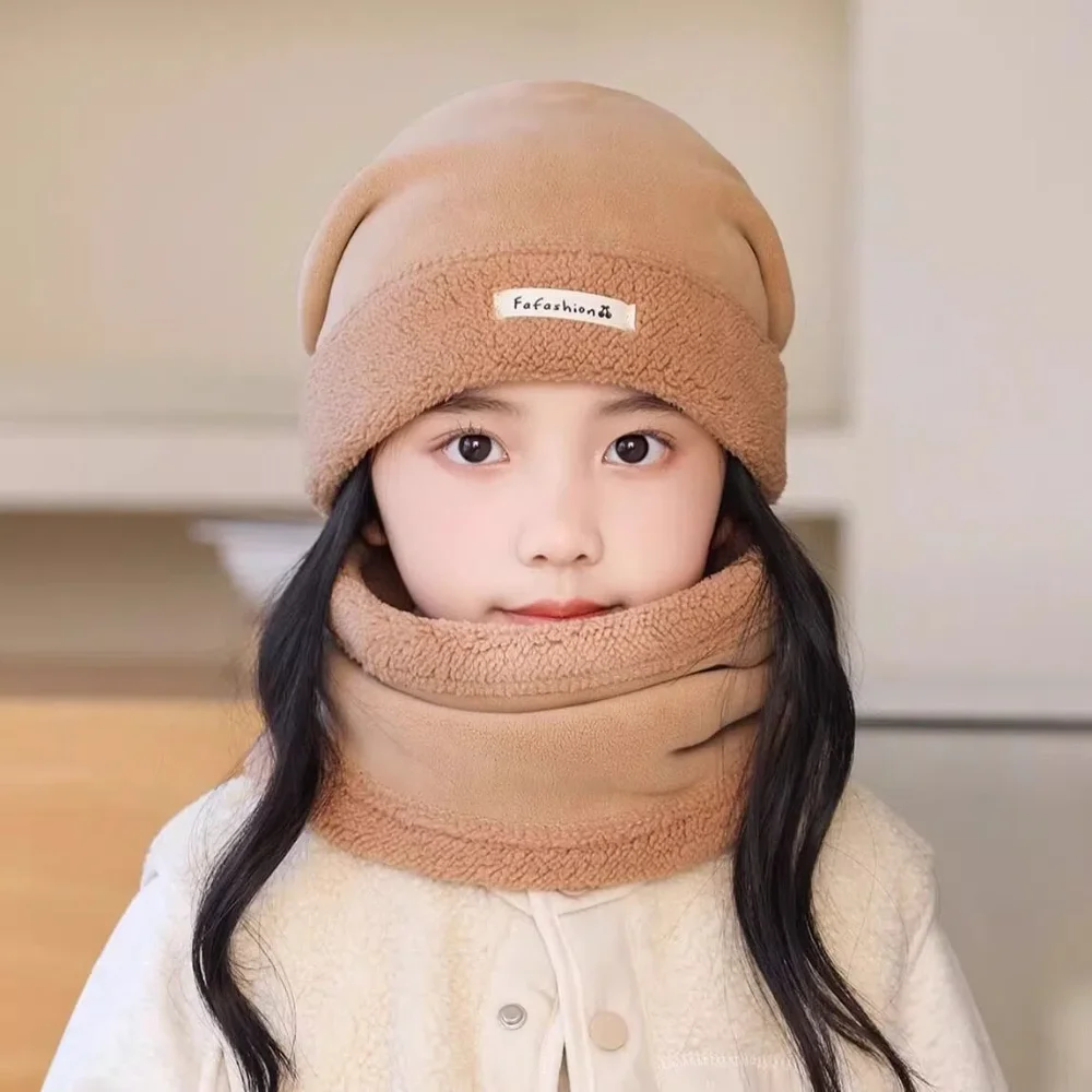 New Style Fashion Teenager Winter Hat Boy Girl Warm Suit Windproof Kid‘s Plush Knitted Hat Set