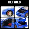 1/32 Subaru Impreza WRX 22B STI JDM Toy Car Model Diecast Metal Vehicle Miniature Sound & Light Pull Back Collection Gift Kid 3