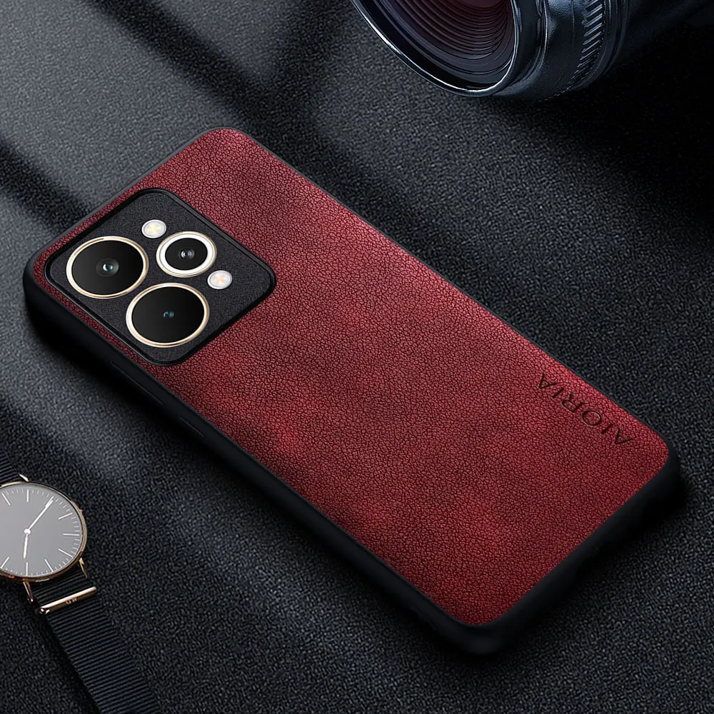 Premium Luxury Leather Retro Business Style Solid Color Phone Case