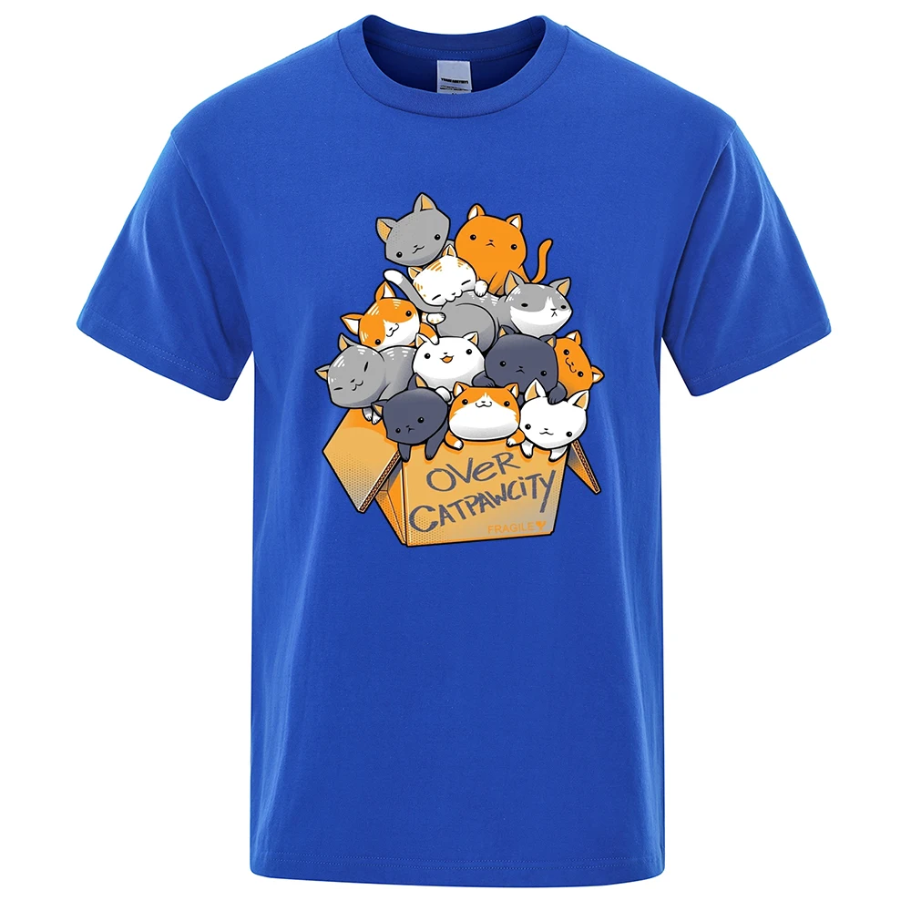 Sok macska gyűlt össze személyiségmintás ingekben, férfiaknak, túlméretezett pólók, izzadságruhák, nyári pamut póló, alkalmi, rövid ujjú_voghion.com
