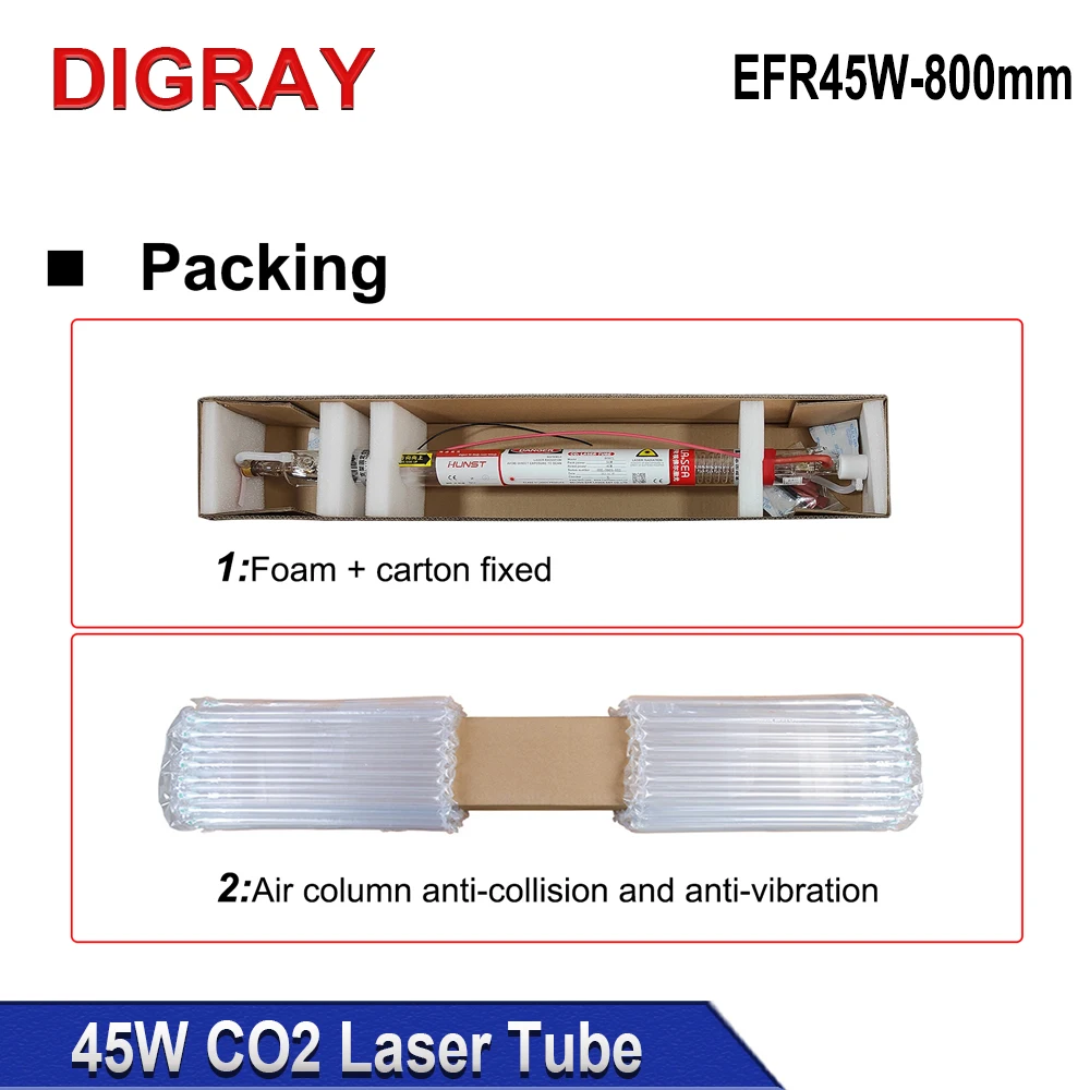 DIGRAY EFR 45W Co2 Laser Tube Diameter 50mm Length 800mm Laser Glass Lamp For Co2 Engraving Cutting Machine