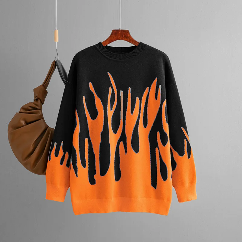 Fire Flame Print Sweater