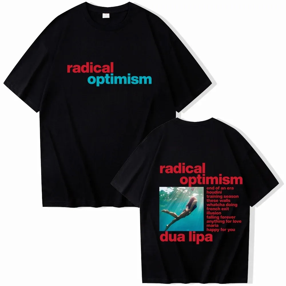 스트리트웨어 힙합 하라주쿠 티셔츠, Dua Radical Optimism 2024 티셔츠, Lipa O-넥 반팔 대형 티, 루즈 버전, 유니섹스