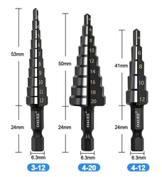 Nitride Black HSS Step Drill Bit Set - 3-Piece Wood & Metal Hole Cutter (3PCS)