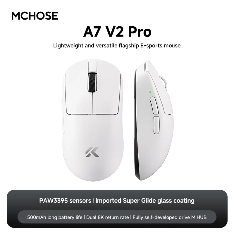 MCHOSE A7 V2 Pro ホワイト MCHOSE A7 Series Lightweight Wireless Gaming Mouse