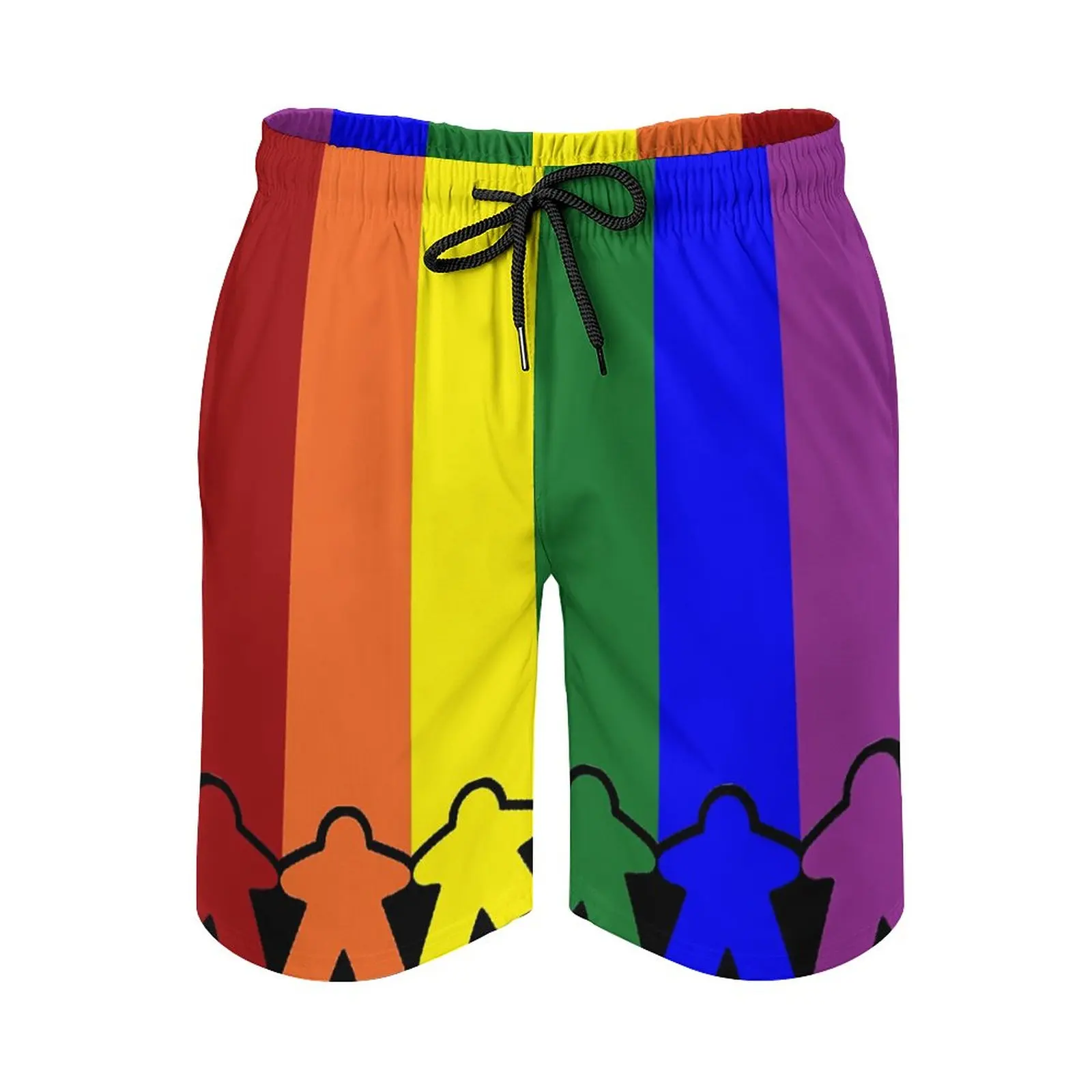 

Gay Pride (Minimal Meeple Edition) Anime BeachVintage Adjustable Drawstring Breathable Quick Dry Men's Beach ShortsCasual Loose