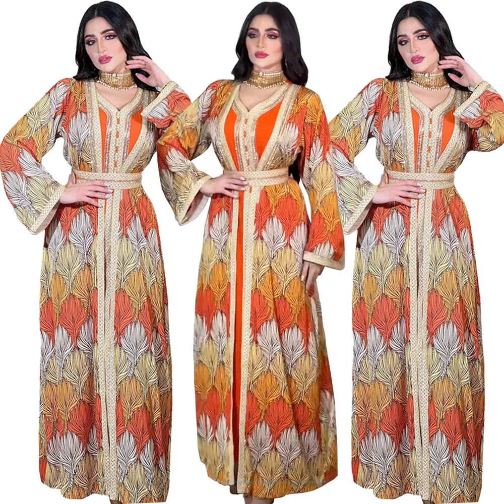 

Abayas Muslim Women Vintage 2 Piece Abaya Dress Set Party Dresses Caftan Marocain Islam Robe Femme Musulmane Maxi Vestidos 2023