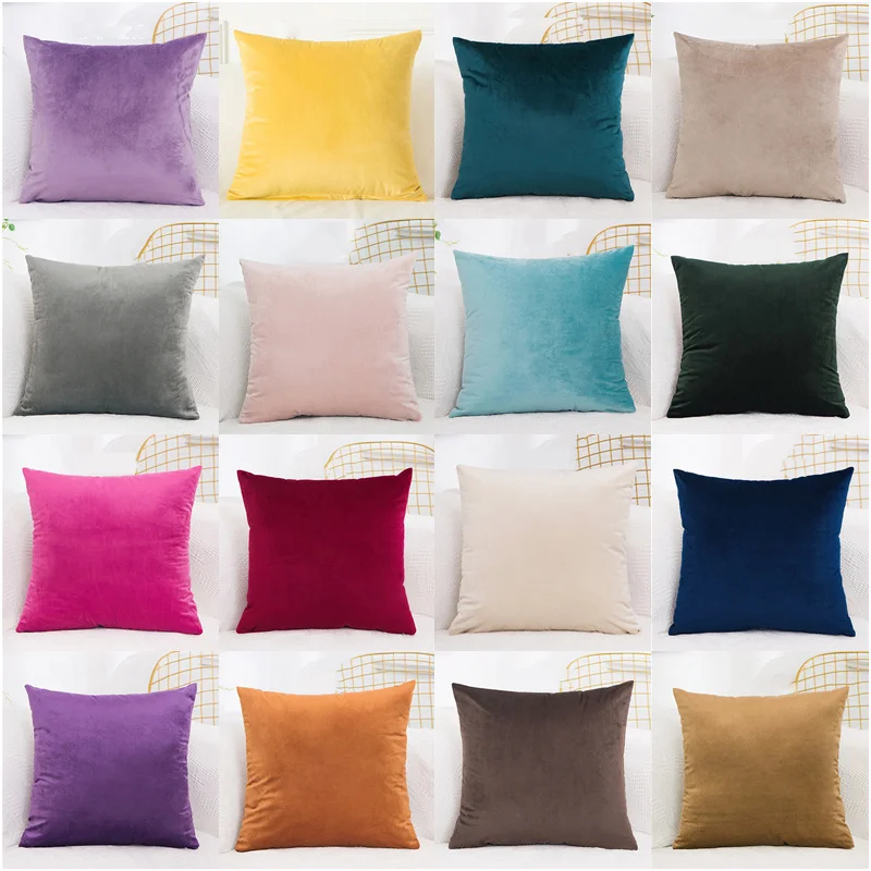 

for Cover Home Cushion Covers Soft Decor Velvet Sofa Cushion Seat Chair Car Pillowcase Pink Beige Pillow Covers