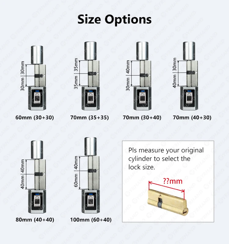 Ttlock Fingerprint Smart adjust Cylinder Lock password Biometric Electronic door