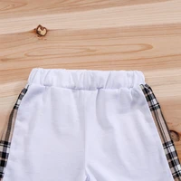 2 pièces IURNXB bébé vêtements ensemble infantile à manches courtes t-shirts + Shorts dessin animé à carreaux ours imprimé mignon enfants hauts pantalons costumes décontractés 3-24M 6